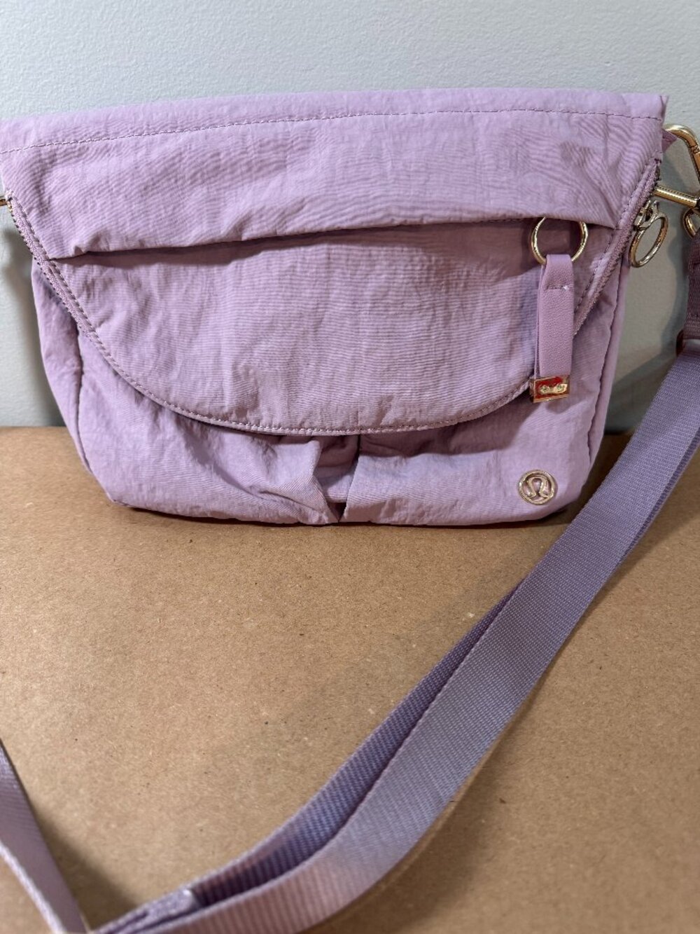 Lululemon Lavender Crossbody Bag Purse Gold Hardware Adjustable Strap